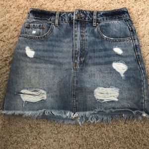 Forever 21 distressed jean skirt